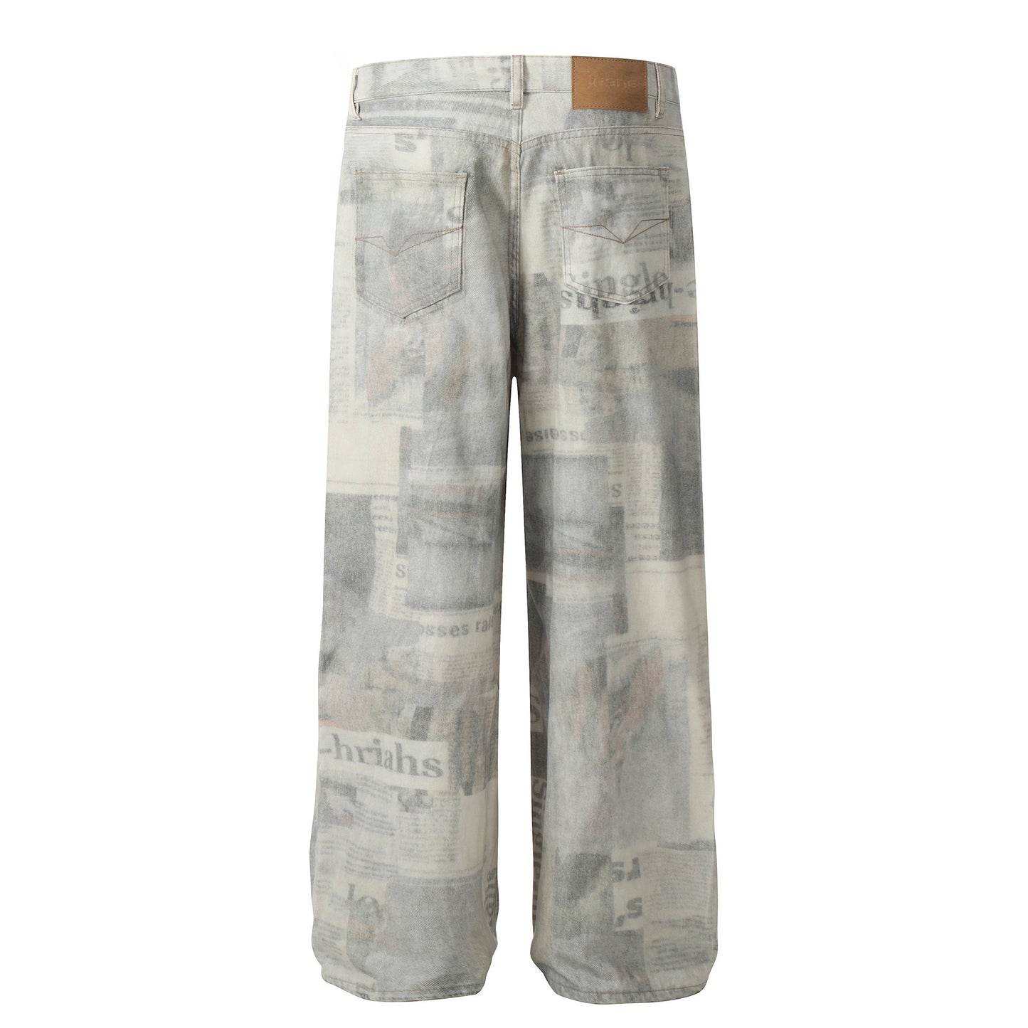 Newspaper Print Straight Denim Jeans WN25855