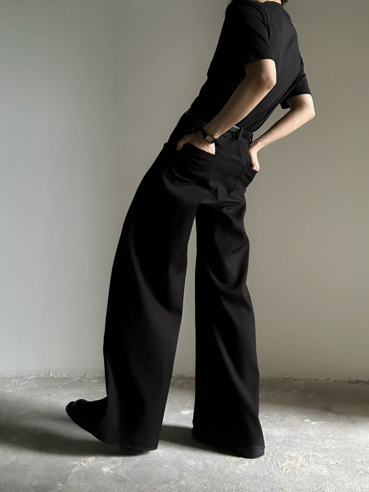 High-Waist Belted Wide Leg Trousers WN23125