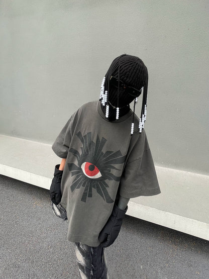 Graphic Letter Design Washed Short Sleeve T-Shirt WN18126