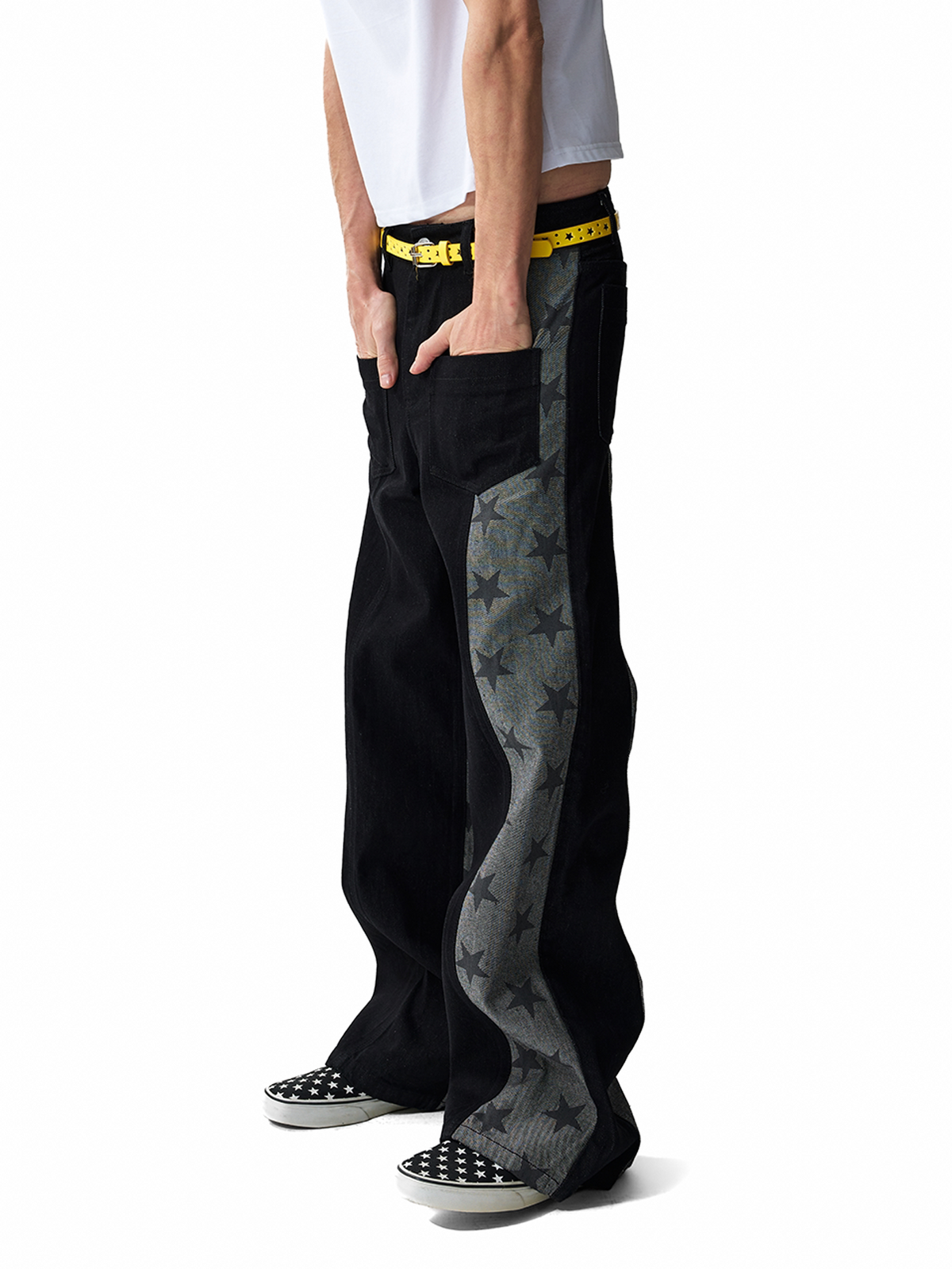 Star Panel Wide Leg Denim Jeans WN27233