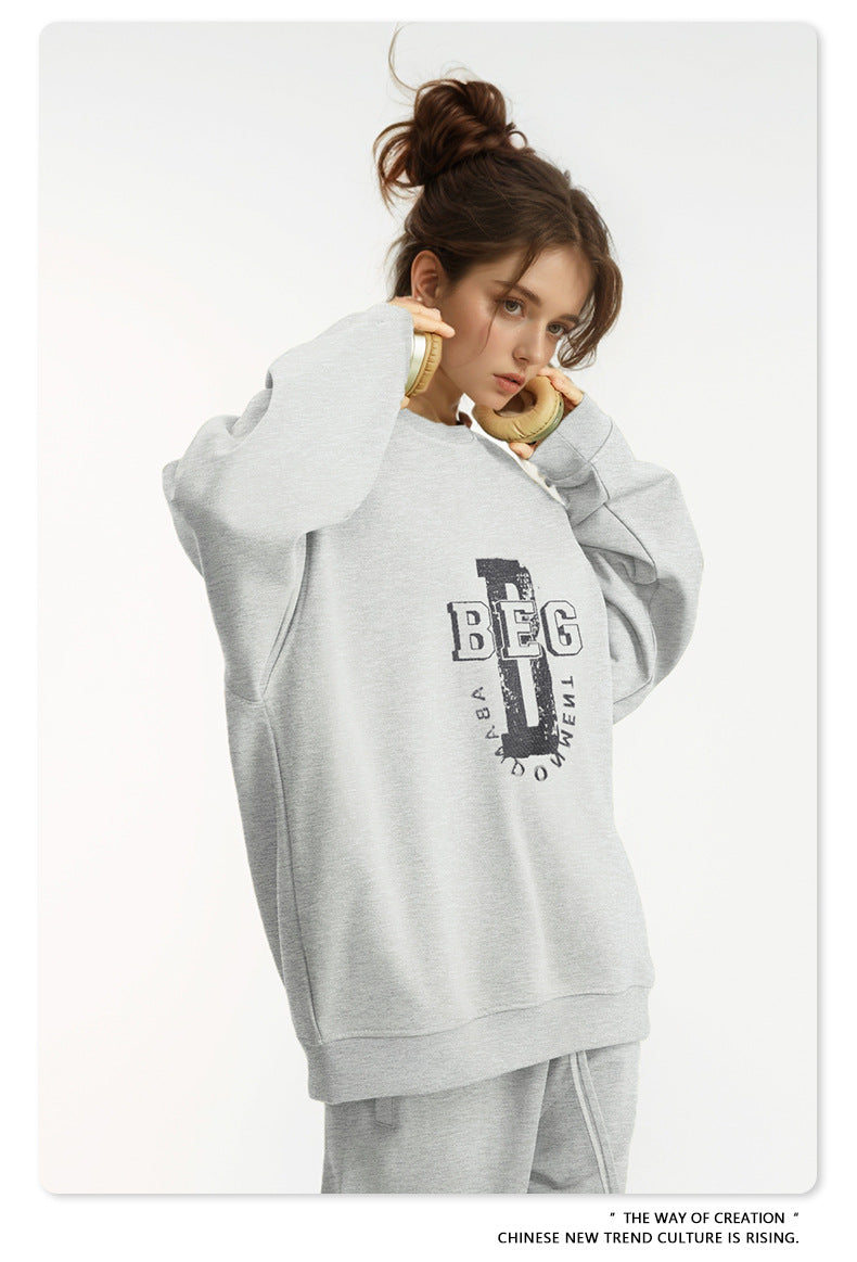 Print Oversize Crewneck Sweatshirt WN9949