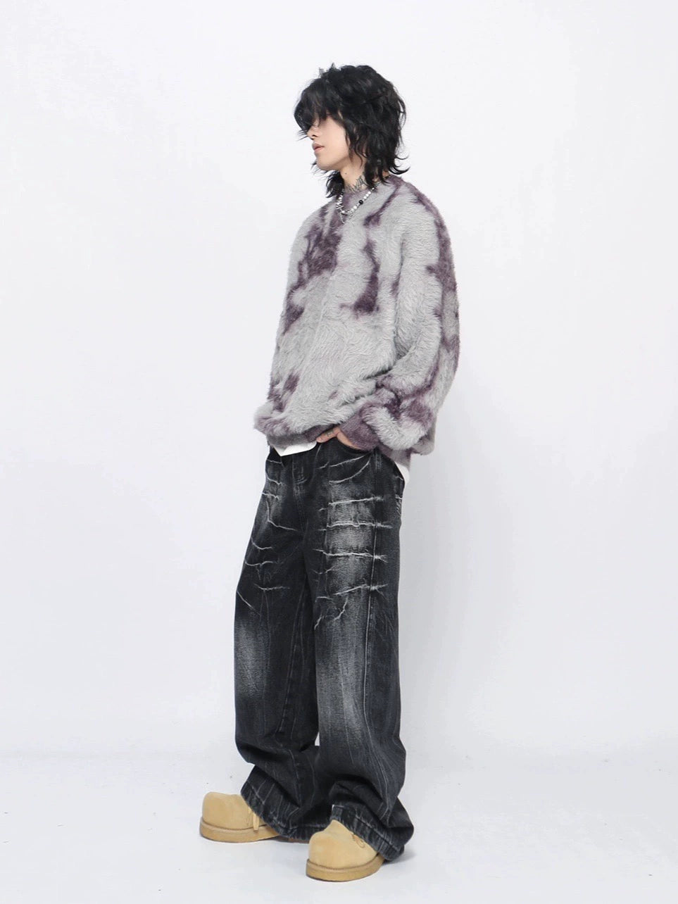 Oversize Shaggy Knit Sweater WN10928