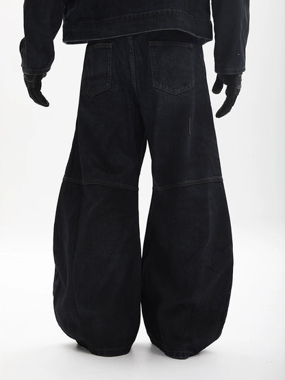 Mix Graphic Wide Leg Denim Jeans WN18691