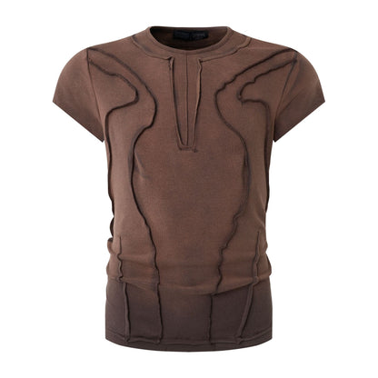 Washed Deconstruction Layered Short Sleeve T-Shirt WN25810