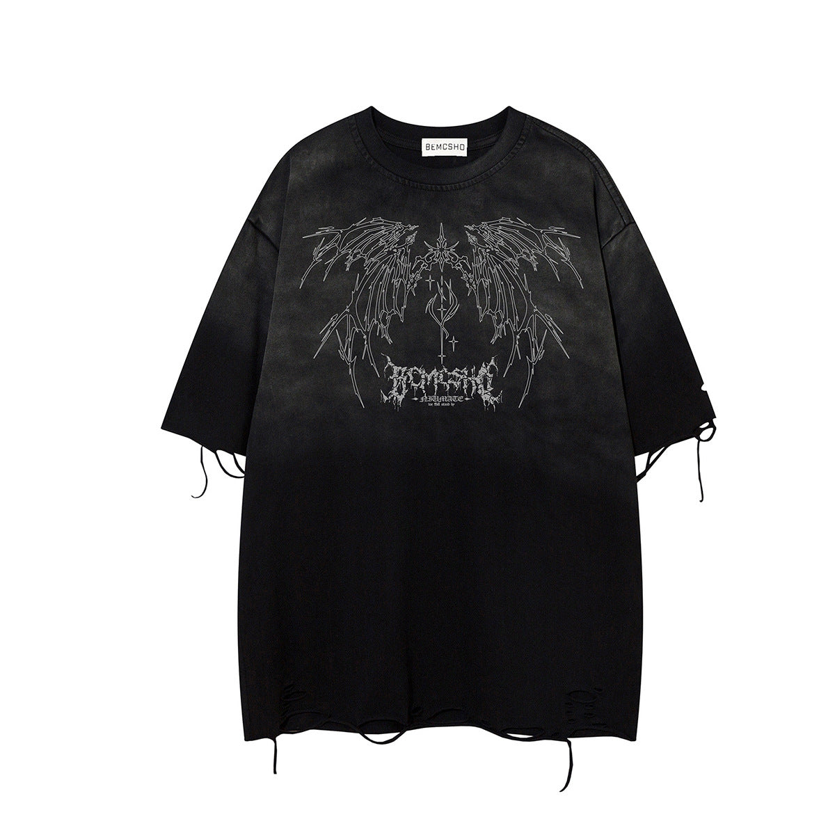 Gradient Wing Graphic Damage Short Sleeve T-Shirt WN25537