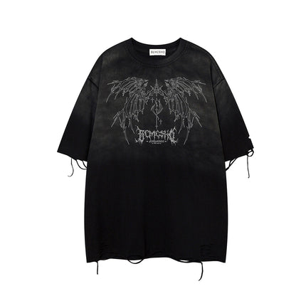 Gradient Wing Graphic Damage Short Sleeve T-Shirt WN25537