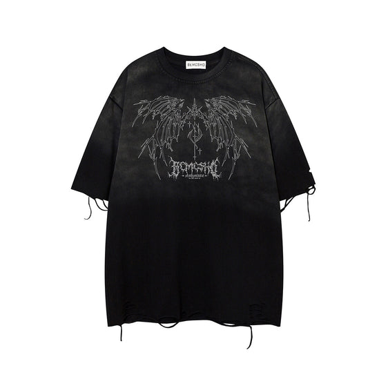 Gradient Wing Graphic Damage Short Sleeve T-Shirt WN25537