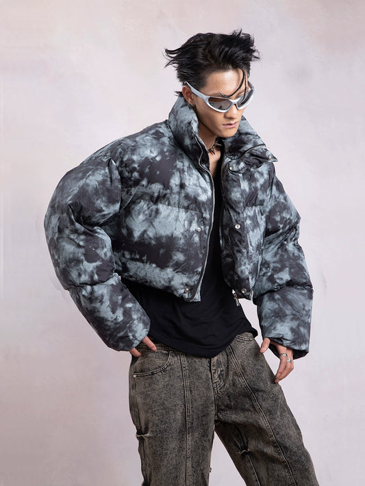 Tie-Dye Stand Neck Puffer Jacket WN9322