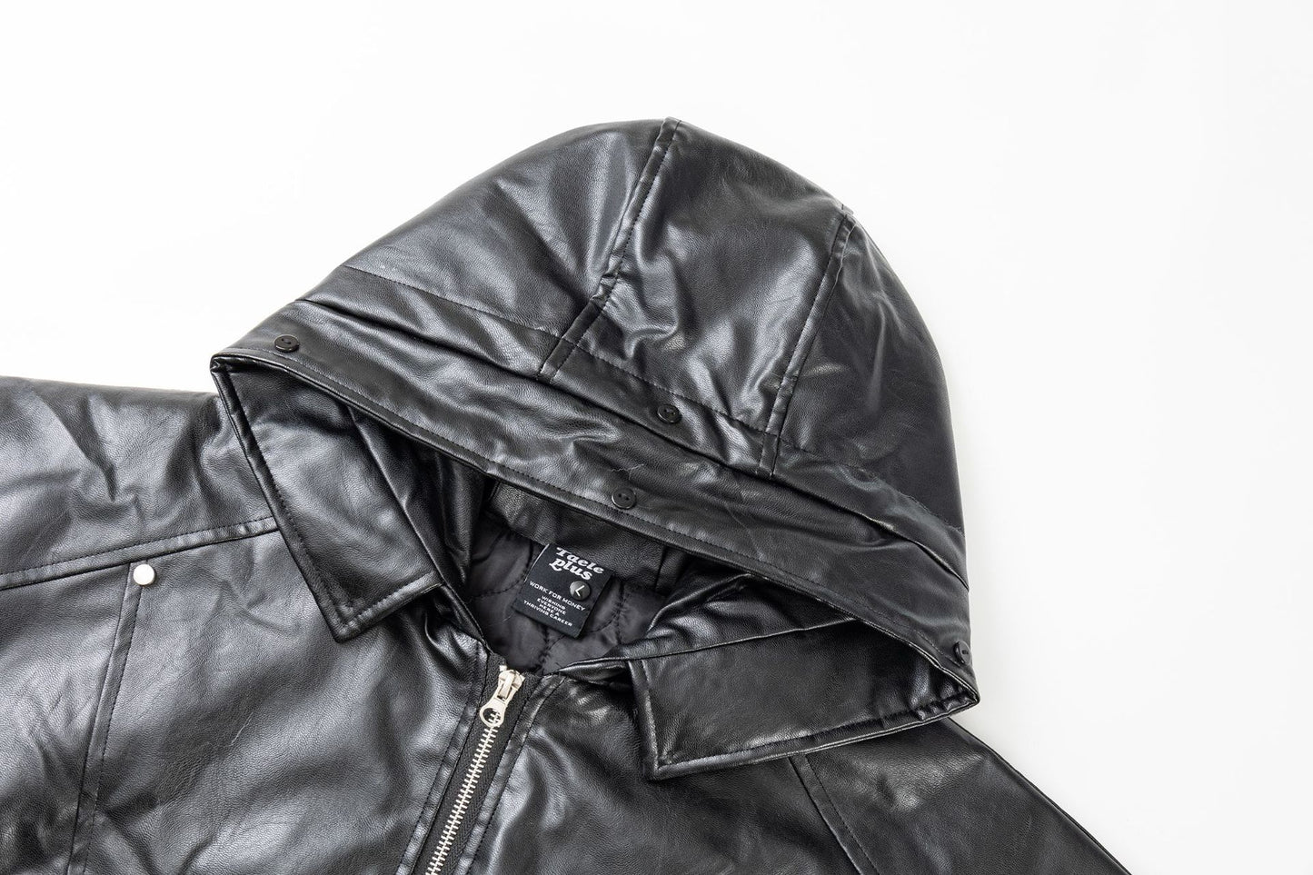 PU Leather Detachable Fur Collar Padded Parker Jacket WN11312