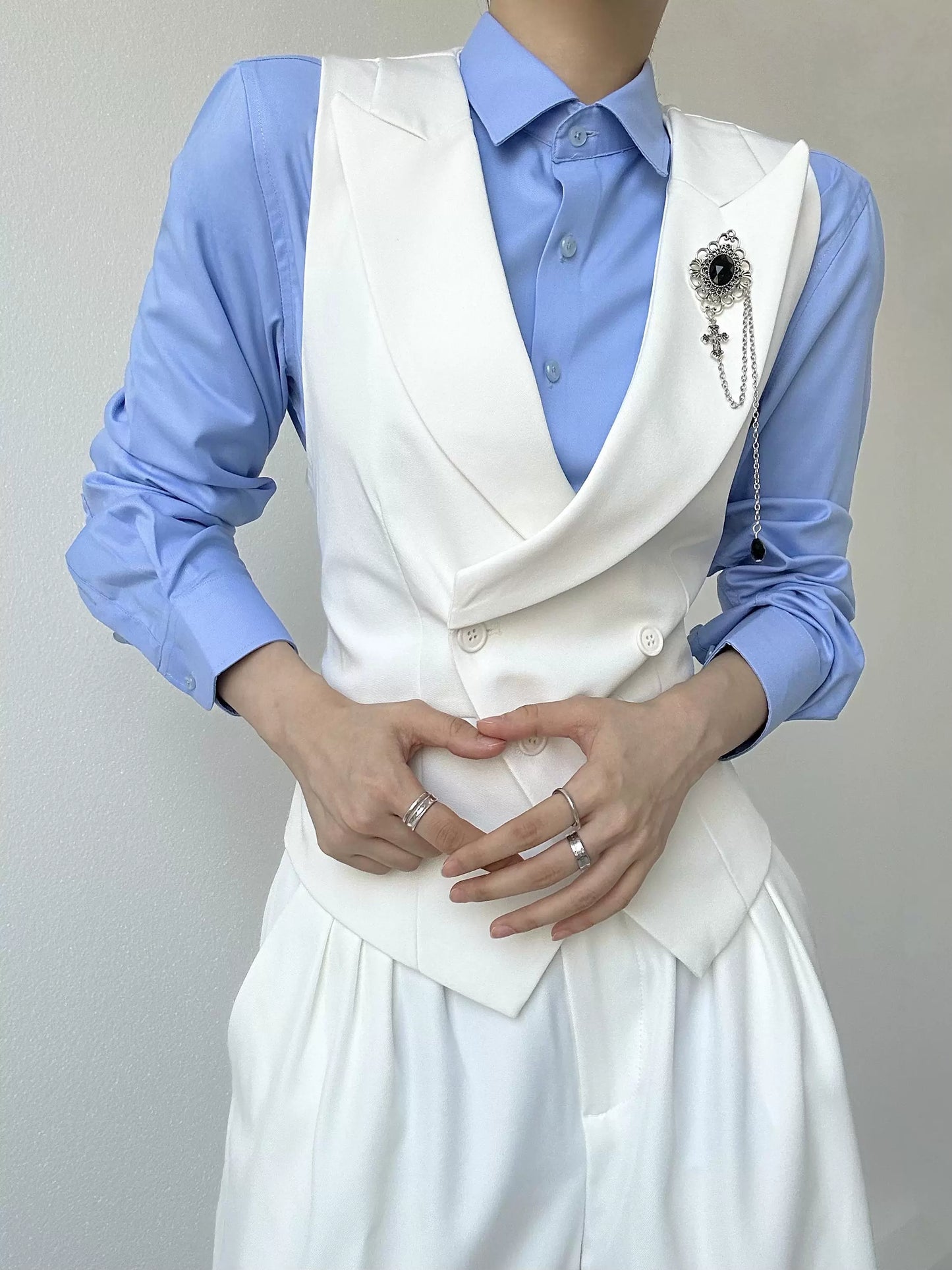 Button Up Tailored Vest WN19628