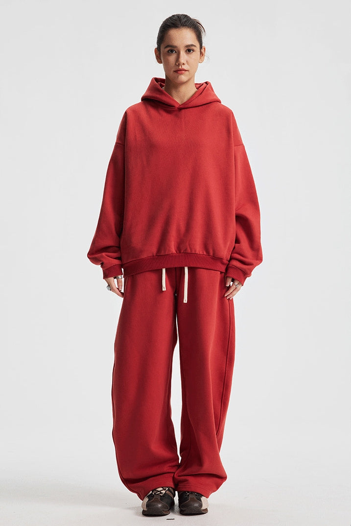 Fleece Lining Oversize Hoodie & Wide Leg Sweatpants Setup WN23113