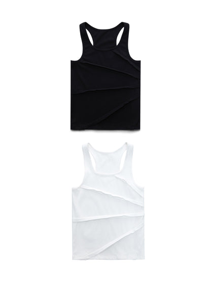 Asymmetric Pleats Sporty Breathable Tank Top WN27027