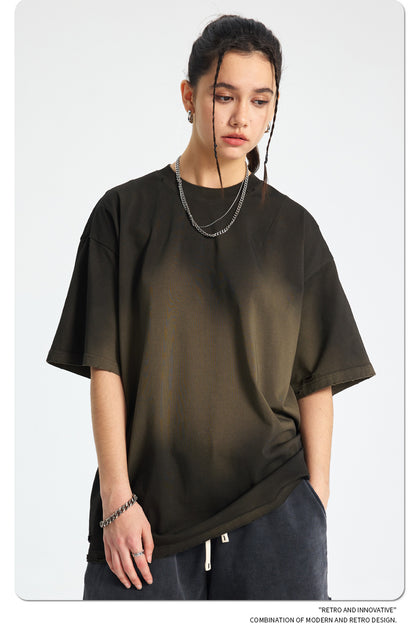 Spray Dye Washed Damage Short Sleeve T-Shirt WN16276