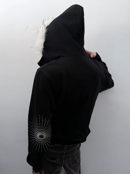 Soundwave Design Fake Fur Collar Zipper Hoodie WN20922