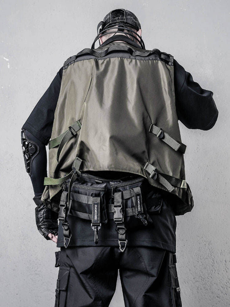 Functional Zipper Multi-Pocket Sleeveless Vest WN22520