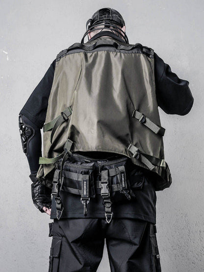 Functional Zipper Multi-Pocket Sleeveless Vest WN22520