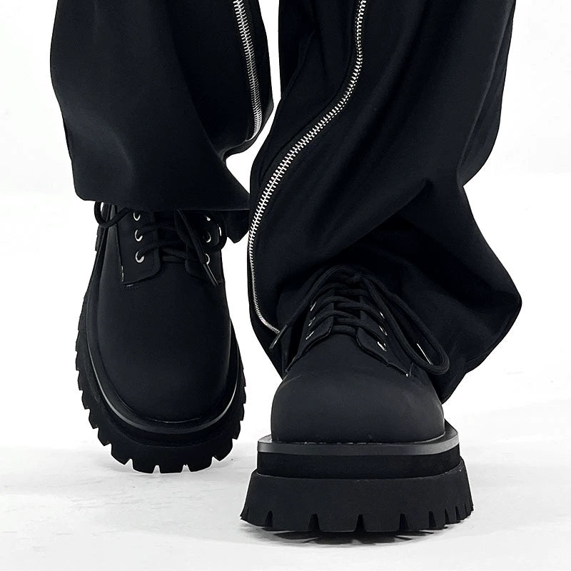 Round Toe Chunky Sole Leather Shoes WN19146