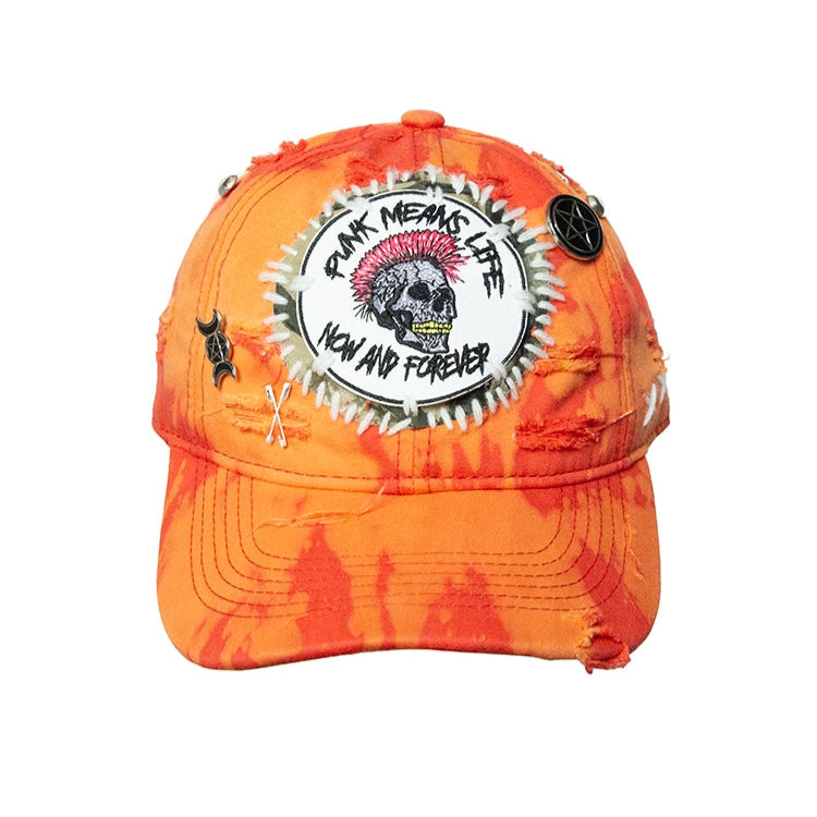 Tie-Dye Rivet Embroidery Deep Curved-Brim Cap WN21120