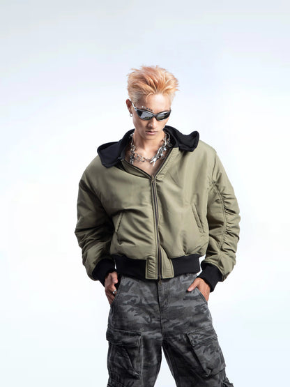 Fake Layered Reversible Hooded PU Leather Jacket WN20633