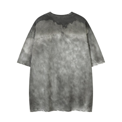 Washed Damage Graphic Print Short Sleeve T-Shirt WN26968