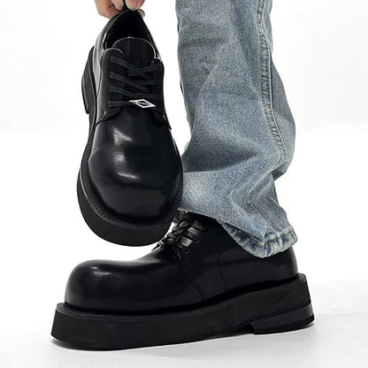 Round-Toe Leather Platform Sneakers WN19120