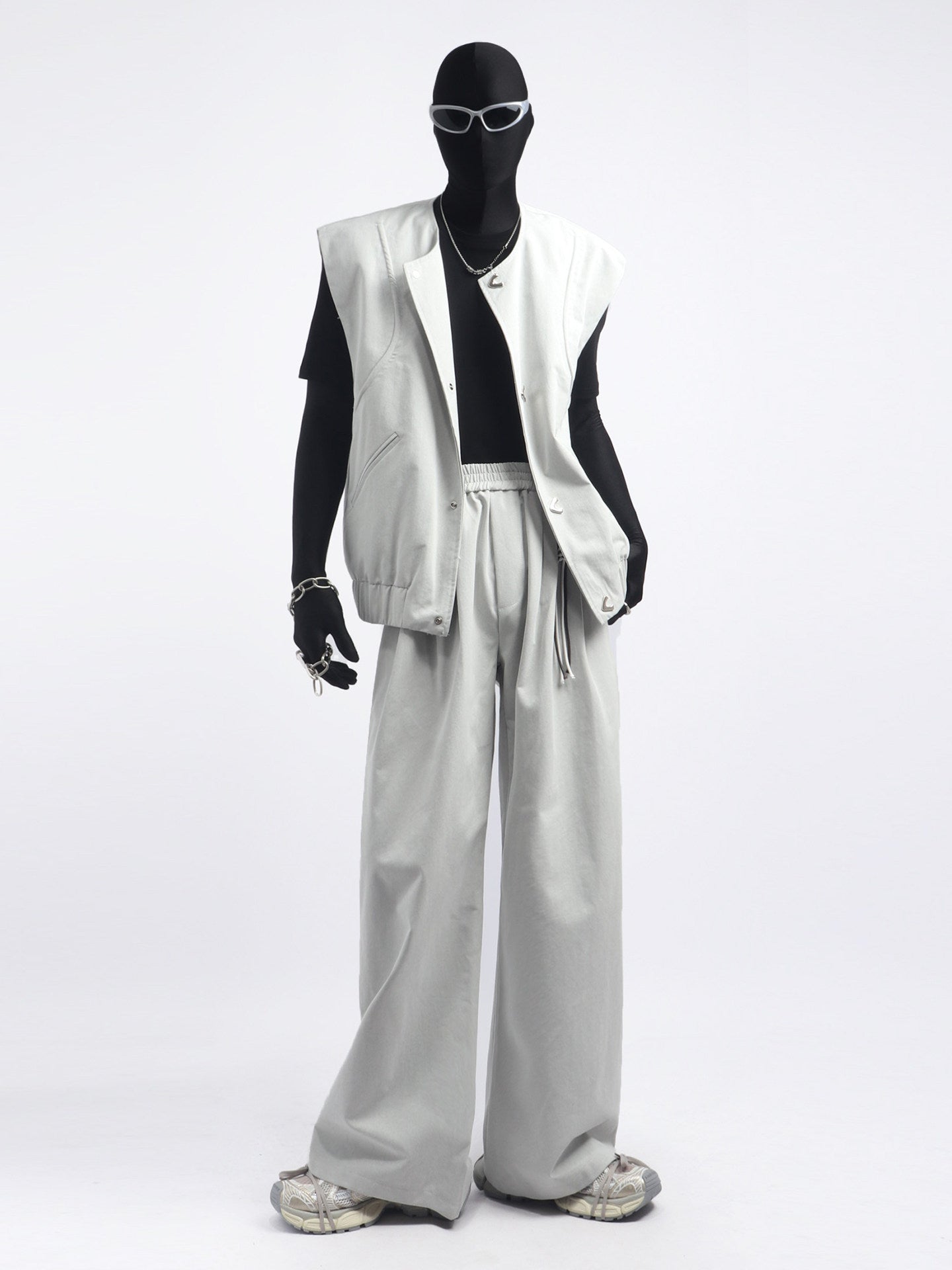 Seam Design Vest & Wide Leg Trousers Setup WN23669