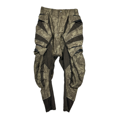 Colorblock Camo Washed Deconstructed Cargo Pants WN21986