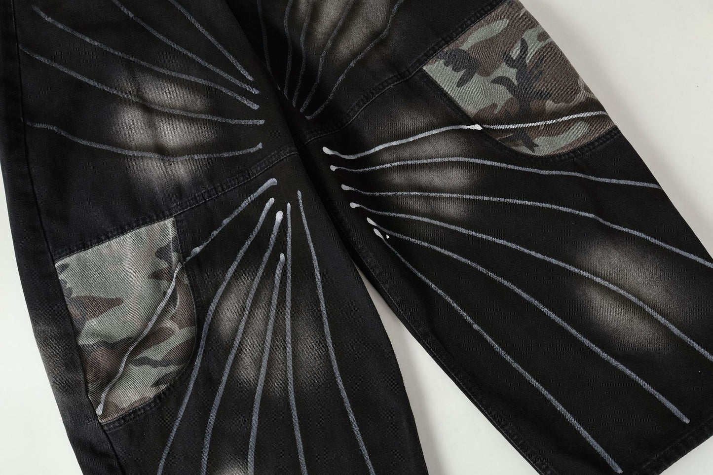 Butterfly Print Camouflage Wide Leg Denim Jeans WN25492