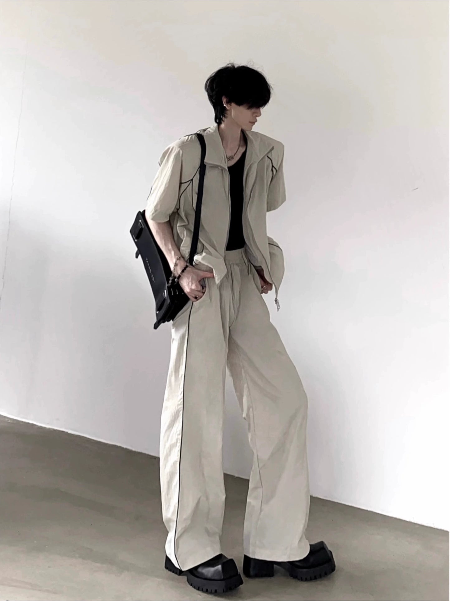 Functional Design Shoulder-Pad Sporty Jacket & Pants Setup WN20339