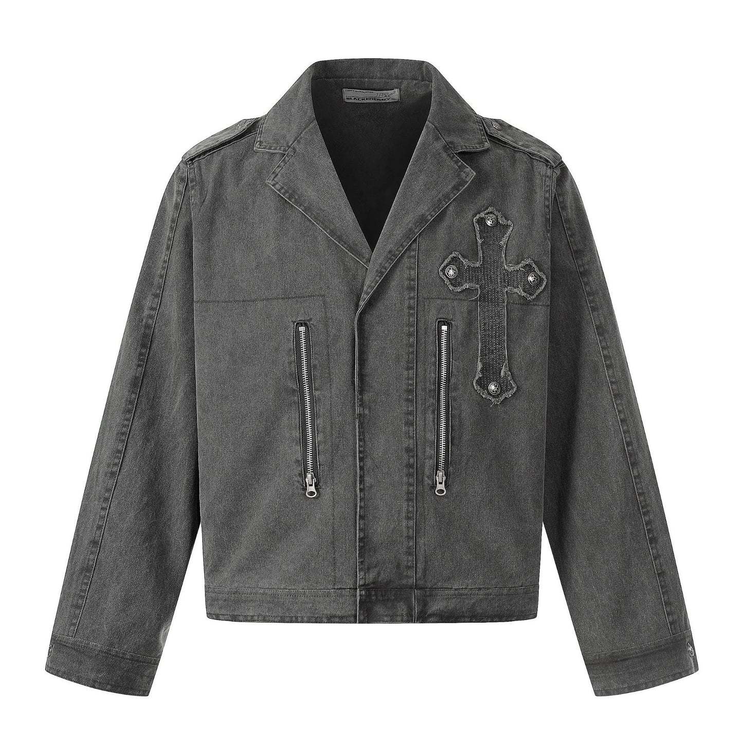 Washed Cross Patch Embroidery Jacket WN23043