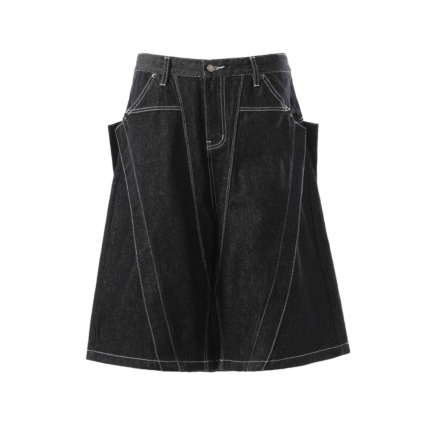 Raw Denim Deconstruction Wide Leg Half Pants WN26099