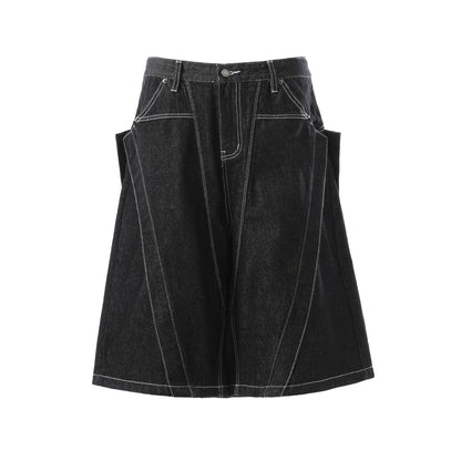 Raw Denim Deconstruction Wide Leg Half Pants WN26099