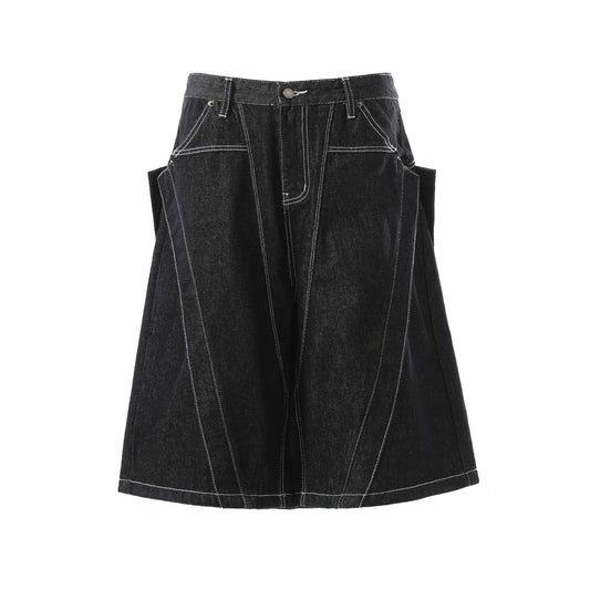 Raw Denim Deconstruction Wide Leg Half Pants WN26099