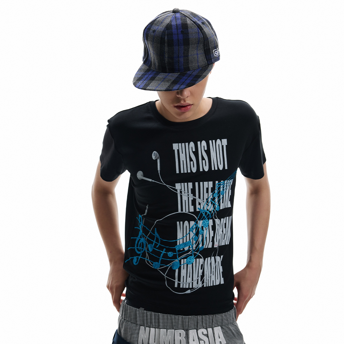 Music Note Letter Graphic Print Short Sleeve T-Shirt WN27221
