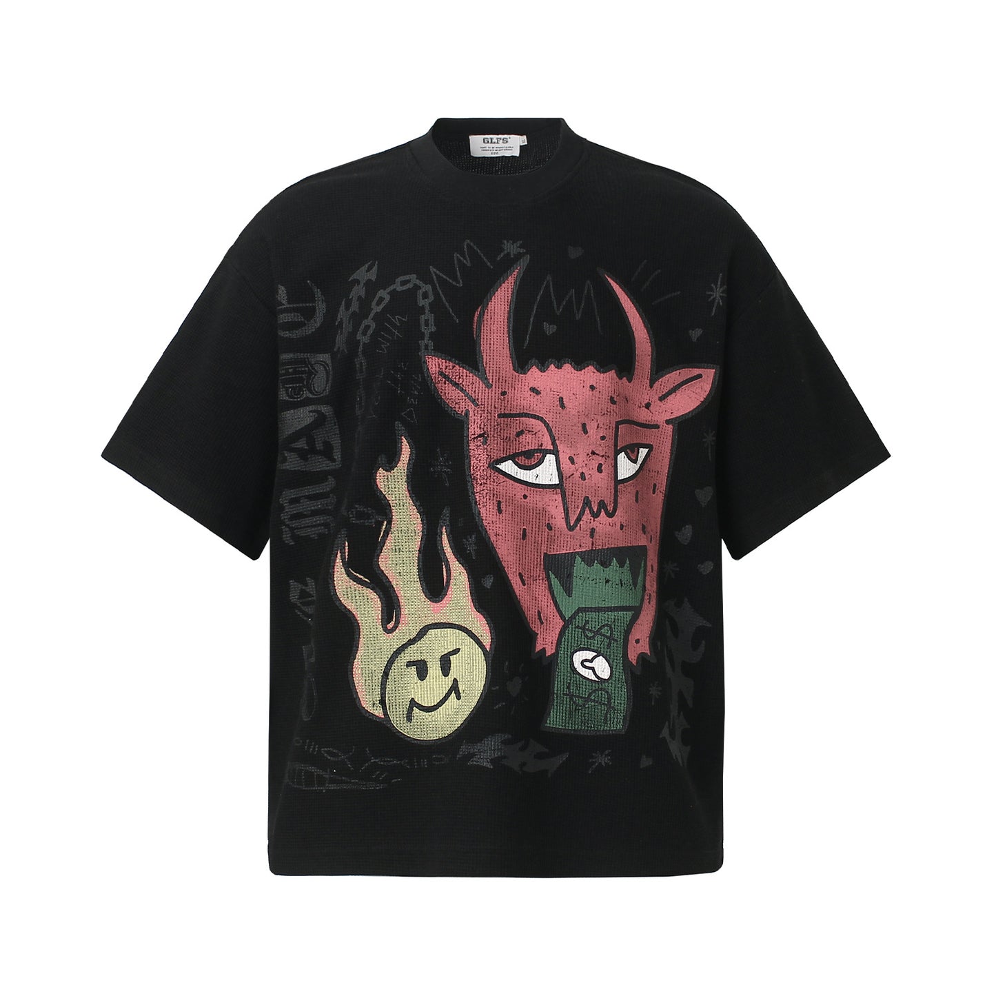 Waffle Graphic Oversize Short Sleeve T-Shirt WN26063