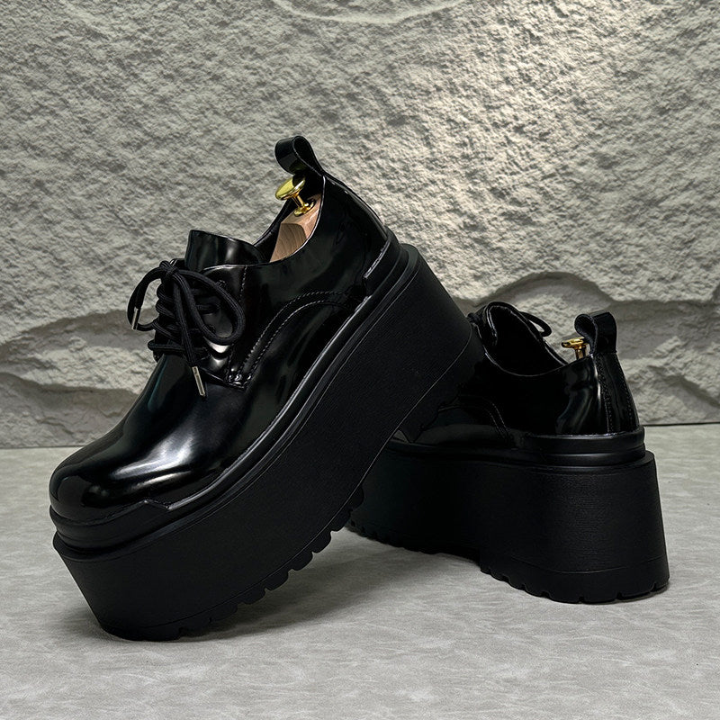 Patent Lace Up Platform Thick Sole Shoes WN24575