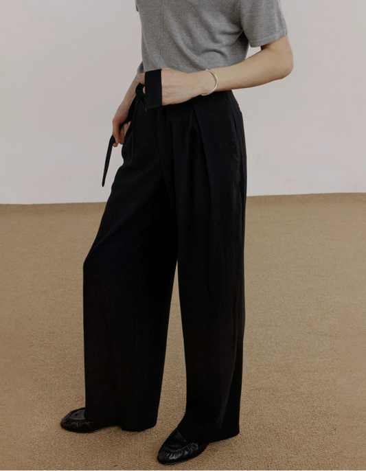 Pleats Belted Wide Leg Trousers WN21465