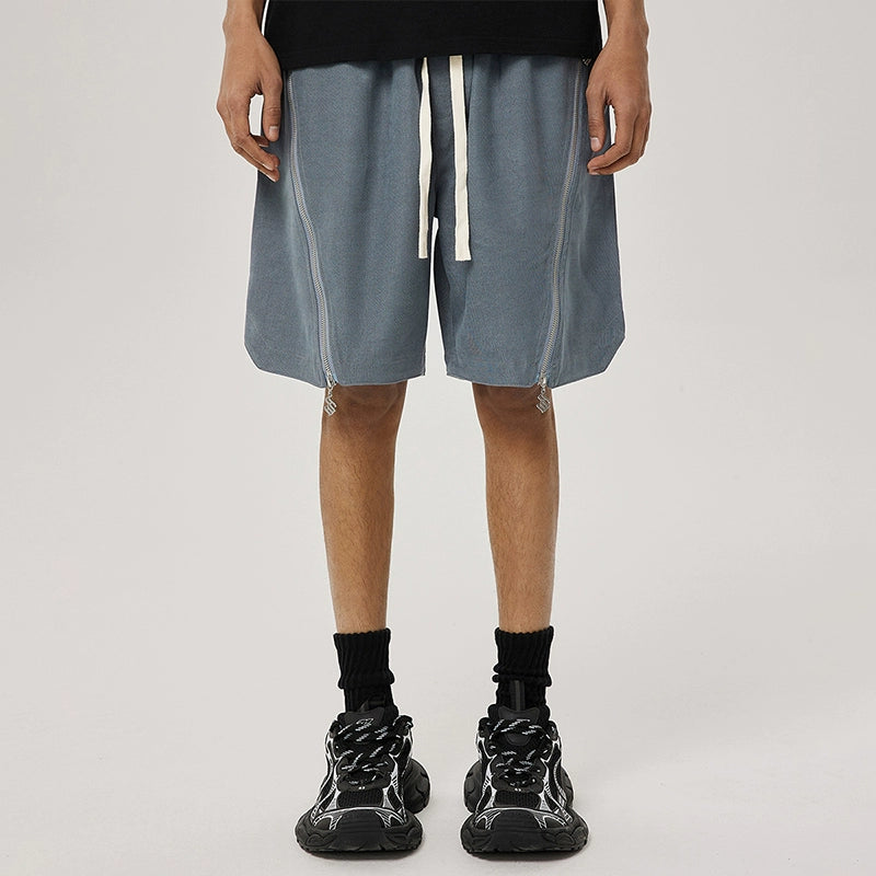 Metal Zipper Patchwork Straight Sporty Half Pants WN18008