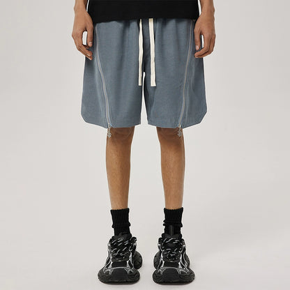 Metal Zipper Patchwork Straight Sporty Half Pants WN18008