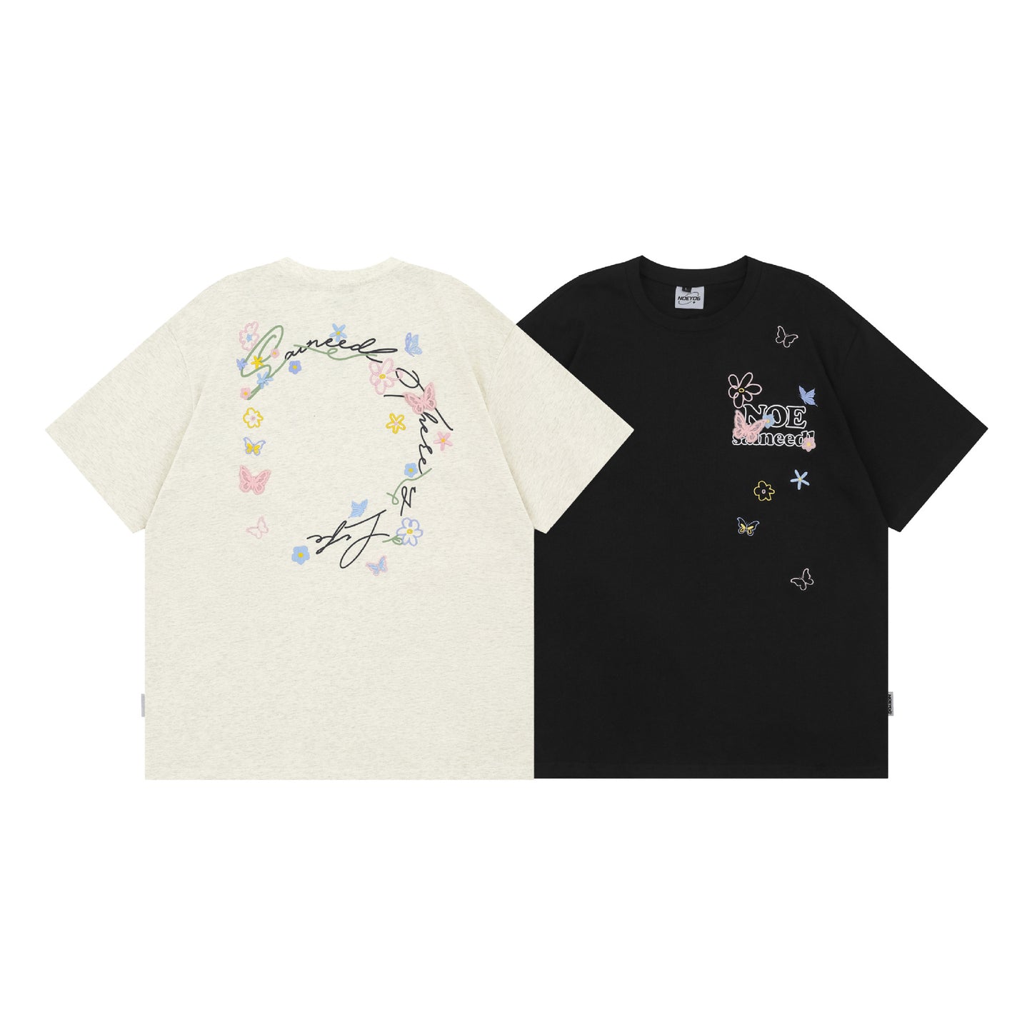 Butterfly Flower Embroidery Short Sleeve T-Shirt WN26781