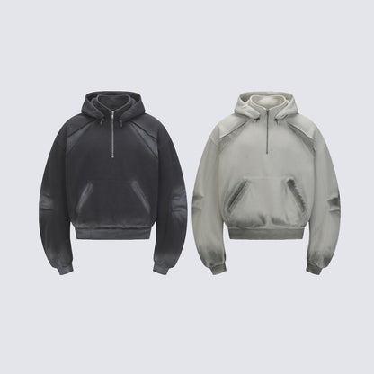 Tie-Dye Contrast Panel Half-Zip Hoodie WN28052
