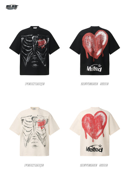 Waffle Skeleton Heart Short Sleeve T-Shirt WN26538