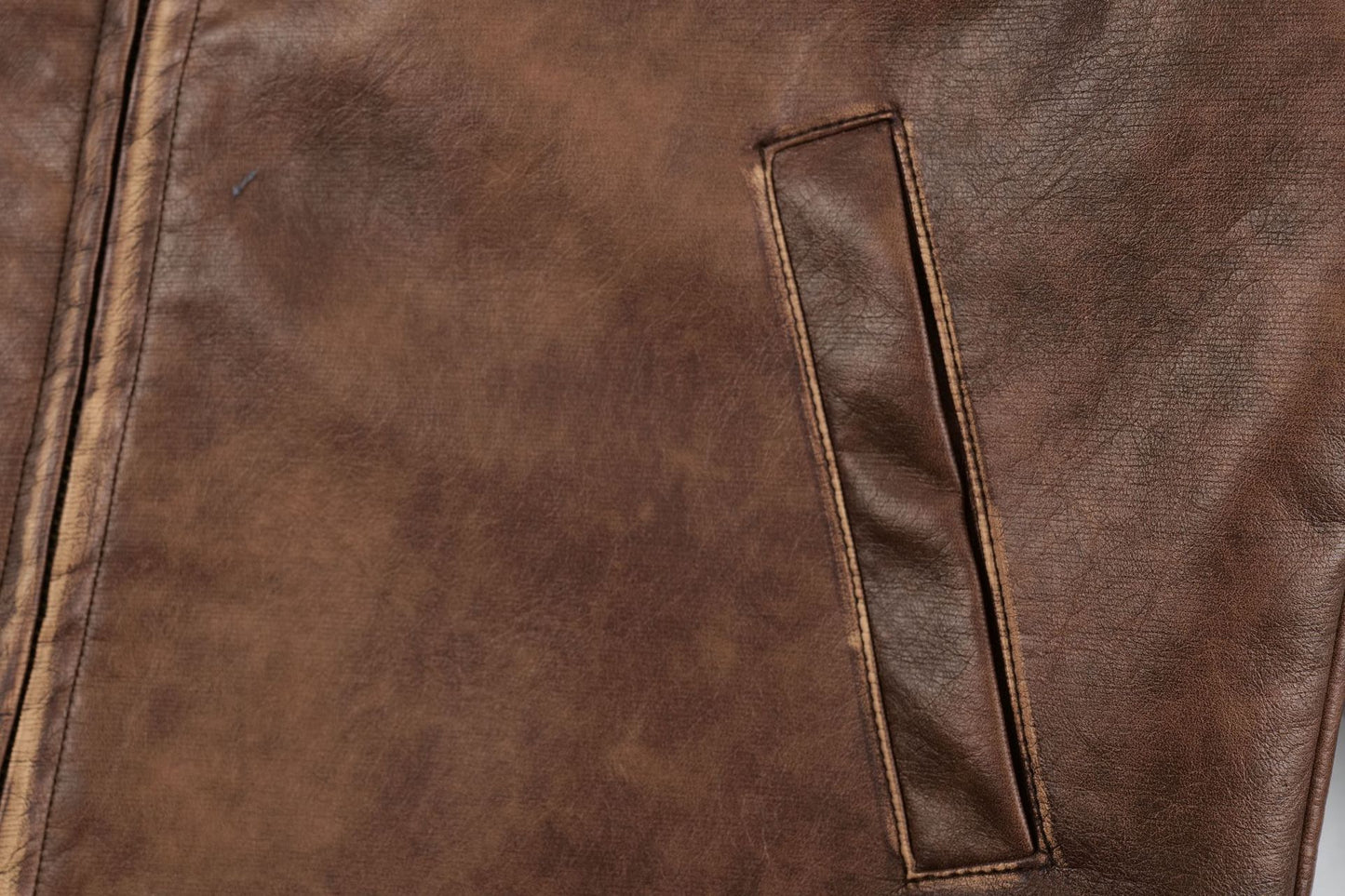 Washed Short PU Leather Zipper Jacket WN11267