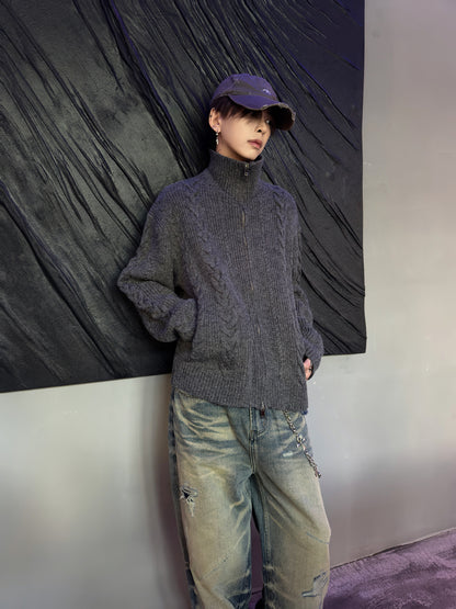 Cable Knit Zipper Cardigan WN22952