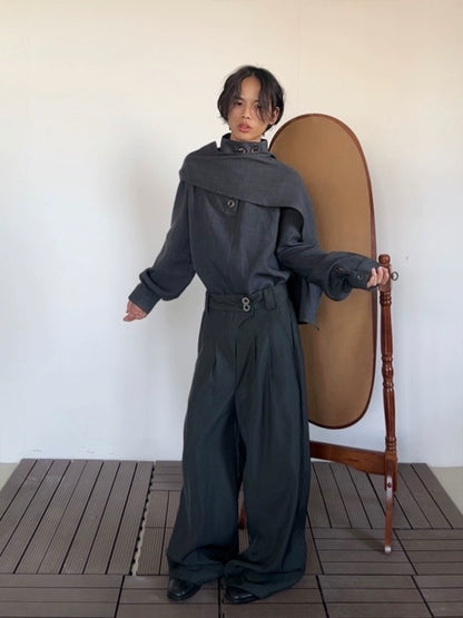 High Waist Wide Leg Straight Trousers WN20015