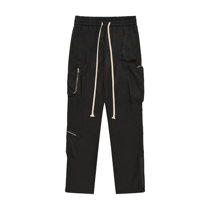 Nylon Zipper Pocket Utility Wide Leg Cargo Pants WN19545