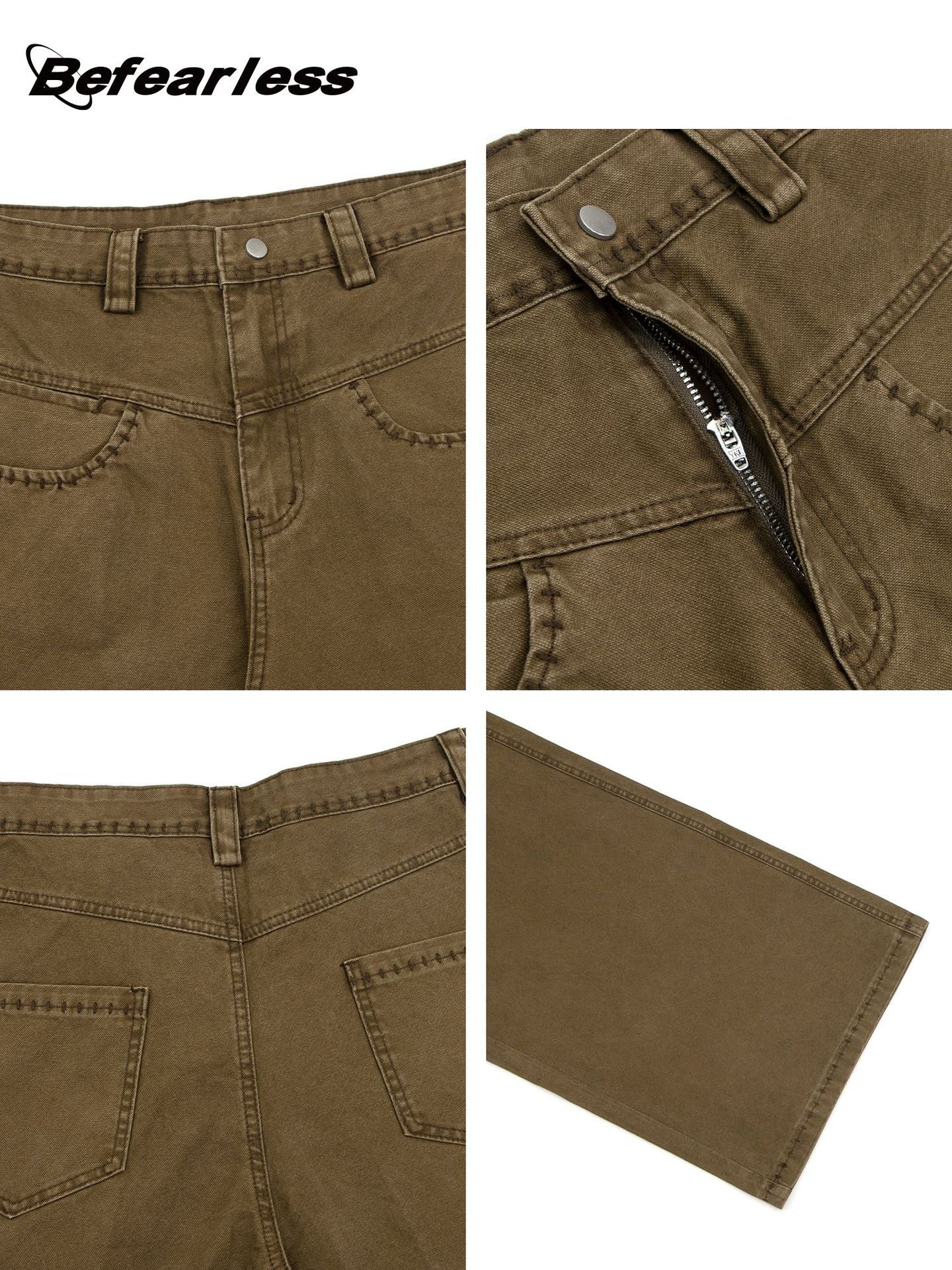 Washed Dirty Panel Wide Leg Cargo Pants WN26264