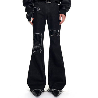 Studs Mix Fringe Flare Denim Jeans WN20943