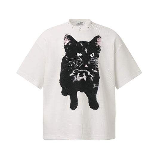 Graphic Print Rib Knit Short Sleeve T-Shirt WN25958