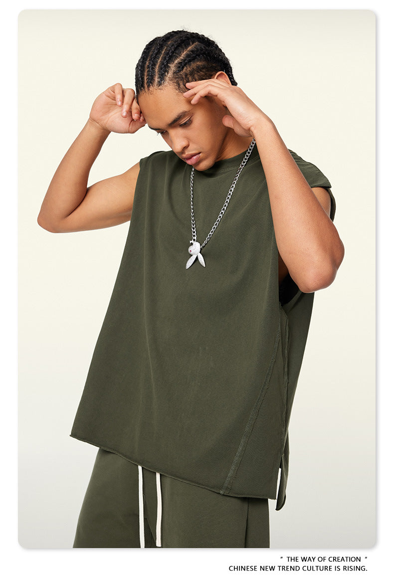 Washed Oversize Sleeveless T-Shirt WN6069
